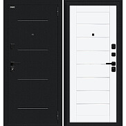 Дверь входная Техно/SBlack Букле черное/White Silk, 2 замка, с ночной задвижкой