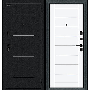 Дверь входная Техно/SBlack Старк антрацит/White Silk, 2 замка, с ночной задвижкой