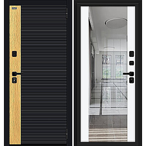 Дверь входная Эво/SBlack Shell-Wotan Oak/White Silk, с зеркалом, 2 замка