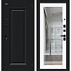Дверь входная Флэш МФ/SBlack Букле черное/White Silk, с зеркалом, 2 замка, с ночной задвижкой
