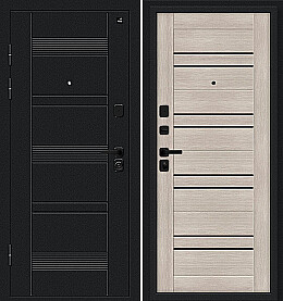Дверь входная Энви Букле черное/Cappuccino Melinga, 2 замка