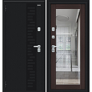 Дверь входная Thermo-2 Флэш Декор-2 с терморазрывом Букле черное/Wenge Veralinga, с зеркалом, 2 замка