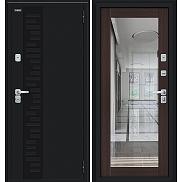 Дверь входная Thermo-2 Флэш Декор-2 с терморазрывом Букле черное/Wenge Veralinga, с зеркалом, 2 замка, с ночной задвижкой