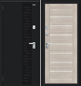 Дверь входная Thermo-2 Техно Декор-2 с терморазрывом Букле черное/Cappuccino Veralinga, 2 замка