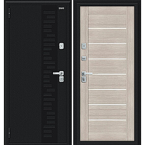 Дверь входная Thermo-2 Техно Декор-2 с терморазрывом Букле черное/Cappuccino Veralinga, 2 замка