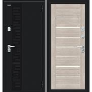 Дверь входная Thermo-2 Техно Декор-2 с терморазрывом Букле черное/Cappuccino Veralinga, 2 замка, с ночной задвижкой