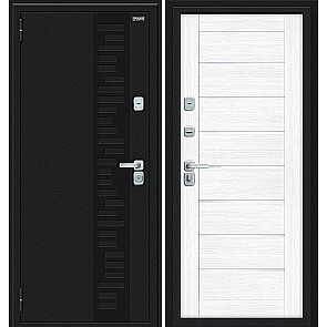 Дверь входная Thermo-2 Техно Декор-2 с терморазрывом Букле черное/Snow Melinga, 2 замка