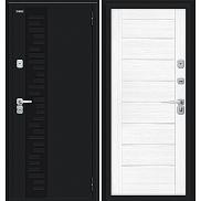 Дверь входная металлическая «Thermo-2 Техно Декор-2» Букле черное/Snow Melinga