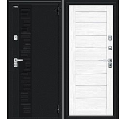 Дверь входная металлическая «Thermo-2 Техно Декор-2» Букле черное/Snow Melinga