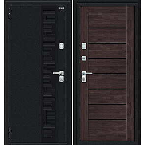 Дверь входная Thermo-2 Техно Декор-2 с терморазрывом Букле черное/Wenge Veralinga, 2 замка