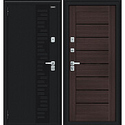 Дверь входная Thermo-2 Техно Декор-2 с терморазрывом Букле черное/Wenge Veralinga, 2 замка, с ночной задвижкой