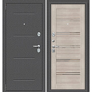 Дверь входная Porta R-2 104/П28 Антик серебро/Cappuccino Veralinga, с зеркалом, 2 замка, с ночной задвижкой