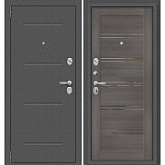 Дверь входная Porta R-2 104/П28 Антик серебро/Grey Veralinga, с зеркалом, 2 замка