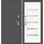 Дверь входная Porta R-2 104/П28 Антик серебро/Snow Veralinga, с зеркалом, 2 замка