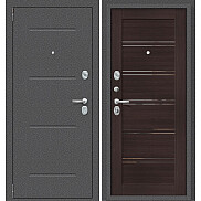 Дверь входная Porta R-2 104/П28 Антик серебро/Wenge Veralinga, с зеркалом, 2 замка