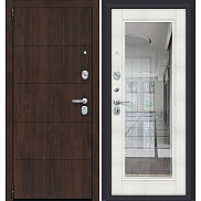 Дверь входная Porta R-3 4/П61 Almon 28/Bianco Veralinga, с зеркалом, 2 замка, с ночной задвижкой