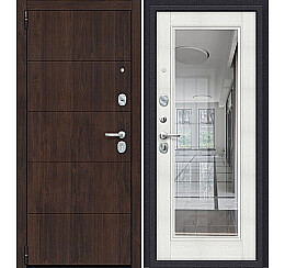 Дверь входная Porta R-3 4/П61 Almon 28/Bianco Veralinga, с зеркалом, 2 замка, с ночной задвижкой