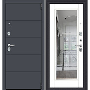 Дверь входная Porta R-3 4/П61 Graphite Pro/Super White, с зеркалом, 2 замка