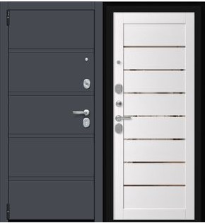 Дверь входная Porta R-3 8/П222 Graphite Pro/Arctic Wood, 2 замка, с ночной задвижкой