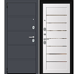 Дверь входная Porta R-3 8/П222 Graphite Pro/Arctic Wood, 2 замка, с ночной задвижкой