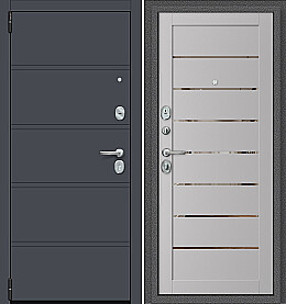 Дверь входная Porta R-3 8/П222 Graphite Pro/Graphite Wood, 2 замка