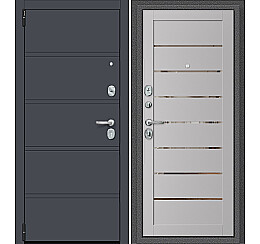 Дверь входная Porta R-3 8/П222 Graphite Pro/Graphite Wood, 2 замка, с ночной задвижкой