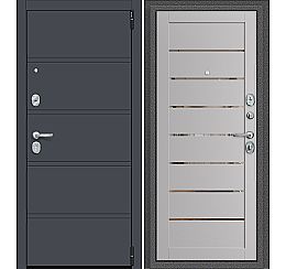 Дверь входная Porta R-3 8/П222 Graphite Pro/Graphite Wood, 2 замка, с ночной задвижкой