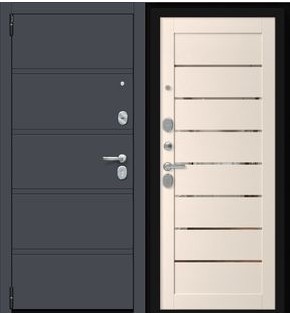 Дверь входная Porta R-3 8/П222 Graphite Pro/Nevada Wood, 2 замка, с ночной задвижкой