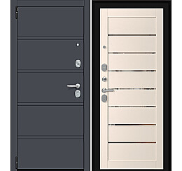 Дверь входная Porta R-3 8/П222 Graphite Pro/Nevada Wood, 2 замка, с ночной задвижкой