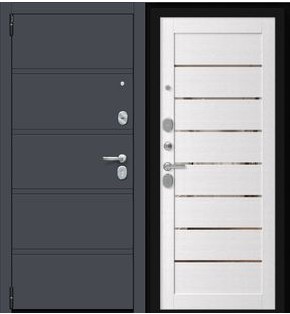 Дверь входная Porta R-3 8/П222 Graphite Pro/Wood Alaska, 2 замка, с ночной задвижкой