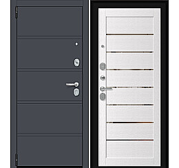 Дверь входная Porta R-3 8/П222 Graphite Pro/Wood Alaska, 2 замка, с ночной задвижкой