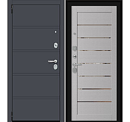 Дверь входная Porta R-3 8/П222 Graphite Pro/Wood Nardo Grey, 2 замка, с ночной задвижкой