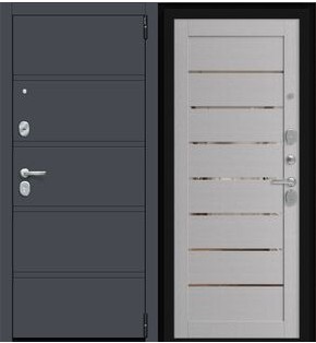 Дверь входная Porta R-3 8/П222 Graphite Pro/Wood Nardo Grey, 2 замка, с ночной задвижкой