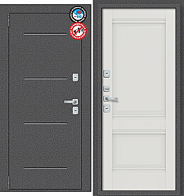 Дверь входная Porta T2 104/К42 с терморазрывом Антик Серебро/Alaska, 2 замка