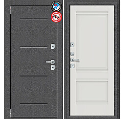 Дверь входная Porta T2 104/К42 с терморазрывом Антик Серебро/Alaska, 2 замка, с ночной задвижкой