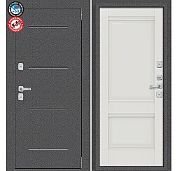 Дверь входная Porta T2 104/К42 с терморазрывом Антик Серебро/Alaska, 2 замка, с ночной задвижкой