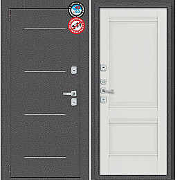 Дверь входная Porta T2 104/К42 с терморазрывом Антик Серебро/Alaska, 2 замка, с ночной задвижкой