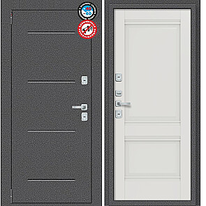 Дверь входная Porta T2 104/К42 с терморазрывом Антик Серебро/Alaska, 2 замка