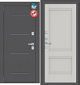 Дверь входная Porta T2 104/К42 с терморазрывом Антик Серебро/Nardo Grey, 2 замка