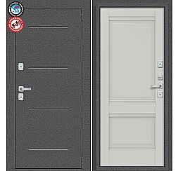 Дверь входная Porta T2 104/К42 с терморазрывом Антик Серебро/Nardo Grey, 2 замка, с ночной задвижкой