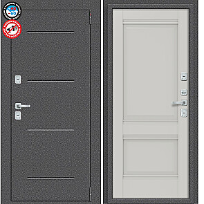 Дверь входная Porta T2 104/К42 с терморазрывом Антик Серебро/Nardo Grey, 2 замка