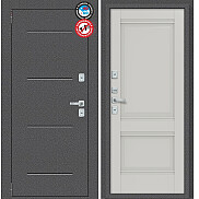 Дверь входная Porta T2 104/К42 с терморазрывом Антик Серебро/Nardo Grey, 2 замка, с ночной задвижкой