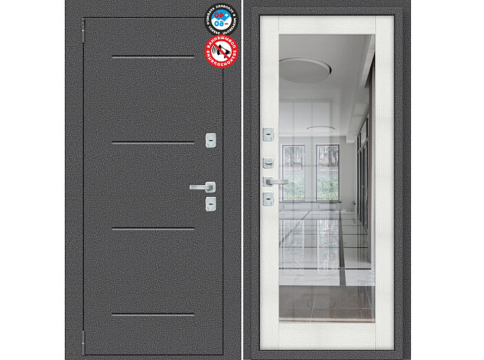 ДС Porta T2 104/П15 Bianco Veralinga R/Антик Серебро 205*98 Левая