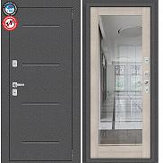 Дверь входная Porta T2 104/П15 с терморазрывом Антик Серебро/Cappuccino Veralinga, с зеркалом, 2 замка, с ночной задвижкой