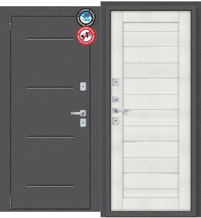 Дверь входная Porta T2 104/П22 с терморазрывом Антик серебро/Bianco Veralinga, 2 замка, с ночной задвижкой