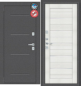 Дверь входная Porta T2 104/П22 с терморазрывом Антик Серебро/Bianco Veralinga, 2 замка