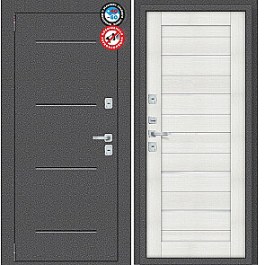 Дверь входная Porta T2 104/П22 с терморазрывом Антик Серебро/Bianco Veralinga, 2 замка