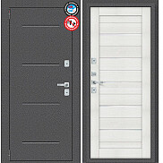 Дверь входная Porta T2 104/П22 с терморазрывом Антик Серебро/Bianco Veralinga, 2 замка, с ночной задвижкой