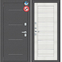 Дверь входная Porta T2 104/П22 с терморазрывом Антик Серебро/Bianco Veralinga, 2 замка, с ночной задвижкой