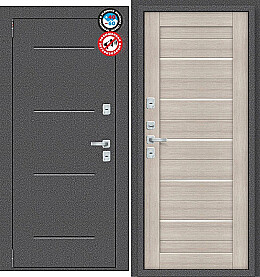 Дверь входная Porta T2 104/П22 с терморазрывом Антик Серебро/Cappuccino Veralinga, 2 замка